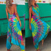 Meridress Halter Sleeveless Hippie Tie  Dye Jumpsuit