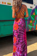 Meridress Criss Cross Backless Tie Dye Maxi Cami Dress