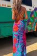 Meridress Criss Cross Backless Tie Dye Maxi Cami Dress