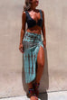 Drawstring High Slit Tie Dye Maxi Skirt