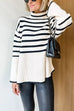 Meridress Turtleneck Side Split Striped Sweater