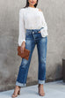 Meridress High Waist Straight Leg Ripped Denim Pants