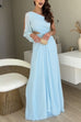 One Shoulder Slit Sleeve Cut Out Flowy Maxi Dress