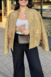 Meridress Stand Collar Zip Up Pocketed Sequin Jacket