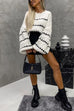 Meridress Lantern Sleeves Color Block Chunky Knit Sweater