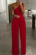 Meridress One Shoulder Sleeveless Maxi Wide Leg Jumpsuit