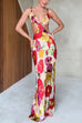 Meridress V Neck Cut Out Floral Print Maxi Cami Dress