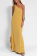 Meridress Sleeveless One Shoulder Side Split Maxi Dress