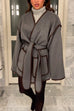 Meridress Open Front Pocketed Splice Coat with Belt