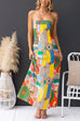 Strapless Unique Print Bandeau Maxi Dress