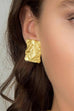 Meridress Textured Gold Rectangle Stud Earrings