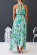 Meridress V Neck Waisted Cut Out Floral Pleated Maxi Dress