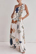 Meridress Tie Knot One Shoulder Floral Print Maxi Dress