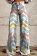 Meridress High Rise Color Block Printed Wide Leg Pants