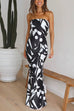 Meridress Off Shoulder Sleeveless Geometric Printed Maxi Party Dress