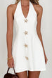 Halter V Neck Starfish Embellished Mini Dress