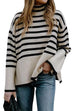 Meridress Turtleneck Side Split Striped Sweater