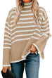 Meridress Turtleneck Side Split Striped Sweater