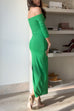 Meridress Off Shoulder Long Sleeves Back Slit Bodycon Maxi Dress