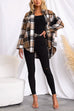 Meridress Lapel Button Down Pockets Plaid Shacket Coat