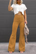 Meridress One Button Corduroy Flare Pants with Pockets