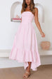 Strapless Waisted Ruffle Hem Maxi Dress