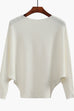 Meridress Boat Neck Batwing Sleeves Ribbed Knit Sweater