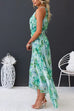 Meridress V Neck Waisted Cut Out Floral Pleated Maxi Dress