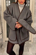 Meridress Open Front Pocketed Splice Coat with Belt