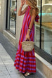 Meridress Halter Neck Open Back Striped Ruffle Maxi Vacation Dress