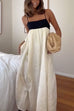 Meridress Backless Color Block Splice Swing Maxi Cami Dress