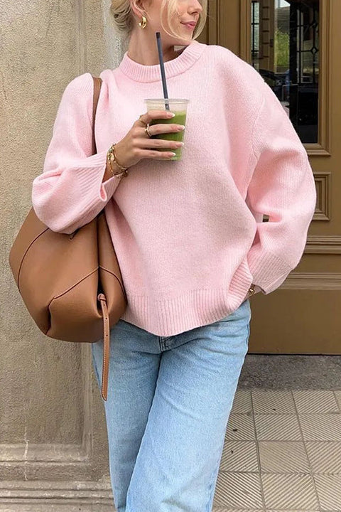 Meridress Crewneck Drop Shoulder Oversized Ribbed Knit Sweater