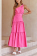 Meridress One Shoulder High Waist Tiered Maxi Dress