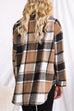 Meridress Lapel Button Down Pockets Plaid Shacket Coat