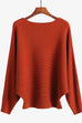 Meridress Boat Neck Batwing Sleeves Ribbed Knit Sweater