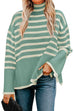 Meridress Turtleneck Side Split Striped Sweater