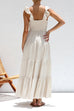 Meridress V Neck Ruffle Trim Tiered Sleeveless Linen Maxi Dress