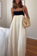 Meridress Backless Color Block Splice Swing Maxi Cami Dress