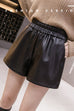 Meridress Elastic Waist Pocketed Faux Leather Shorts