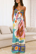 Meridress Knot Front Cut Out Pocketed Wide Leg Printed Cami Jumpsuit