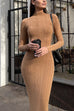 Meridress Mockneck Long Sleeves Bodycon Knit Maxi Dress