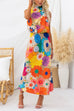 Meridress Sleeveless Tie Neck Waisted Floral Print Maxi Dress