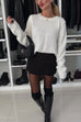 Meridress Crewneck Bow Back Cut Out Cozy Sweater