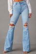 Meridress Distressed Bell Bottoms Ripped Trendy Jeans