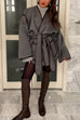 Meridress Open Front Pocketed Splice Coat with Belt