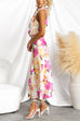 Mockneck Sleeveless Floral Print Satin Maxi Dress