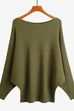 Meridress Boat Neck Batwing Sleeves Ribbed Knit Sweater