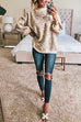 Meridress Crewneck Drop Shoulder Leopard Slouchy Sweater