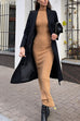 Meridress Mockneck Long Sleeves Bodycon Knit Maxi Dress