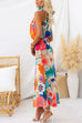 Meridress Sleeveless Tie Neck Waisted Floral Print Maxi Dress